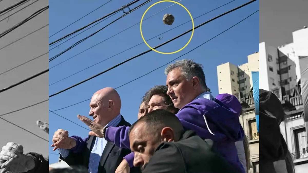 La imagen que compartió Adorni del piedrazo a Milei. La imagen que compartió Adorni del piedrazo a Milei.