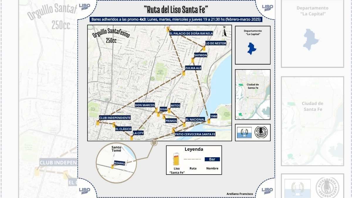 La ruta del Liso Santa Fe, creada por Francisco Arellano en colaboración con la Cervecería Santa Fe. La ruta del Liso Santa Fe, creada por Francisco Arellano en colaboración con la Cervecería Santa Fe.