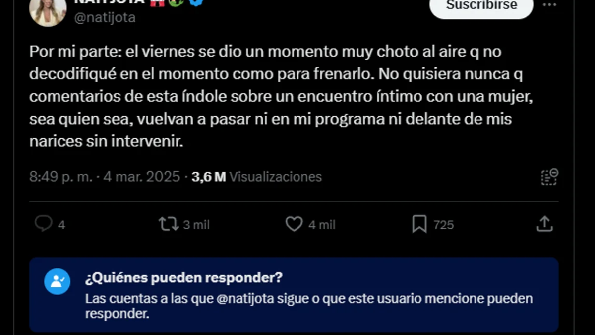 Nati Jota se pronunció sobre el escándalo de Eial Moldavsky. Nati Jota se pronunció sobre el escándalo de Eial Moldavsky.