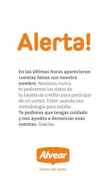 El supermercado Alvear detectó un total de diez perfiles falsos de la marca.