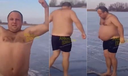 Saltó a un río congelado y desapareció mientras su esposa lo filmaba: No tengo miedo Saltó a un río congelado y desapareció mientras su esposa lo filmaba: No tengo miedo