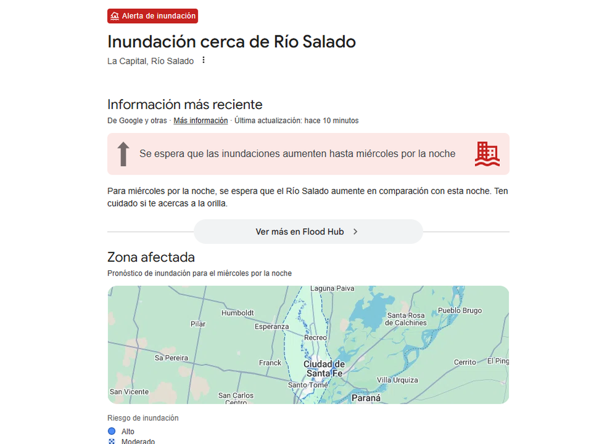 El t&eacute;cnico superior en meteorolog&iacute;a Pablo Lucero cuestion&oacute; el origen de la alerta viralizada y atribuy&oacute; el episodio a un procesamiento err&oacute;neo de informaci&oacute;n por parte de la inteligencia artificial de Google. &ldquo;Se tomaron titulares con palabras como &lsquo;crecida&rsquo; o &lsquo;desborde&rsquo; y se gener&oacute; una alerta que no refleja la realidad&rdquo;, explic&oacute;.