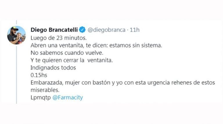 El momento de furia de Diego Brancatelli en una farmacia