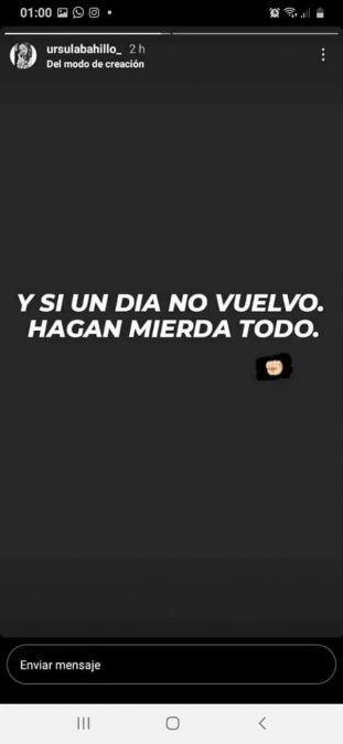 Uno de los mensajes que publicó en Instagram. 