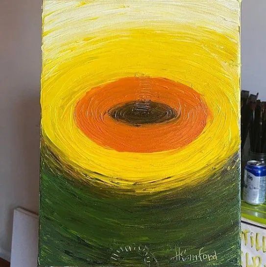 Uno de los cuadros de la ex microbióloga de Harvard que representa sus orgasmos de manera abstracta. 