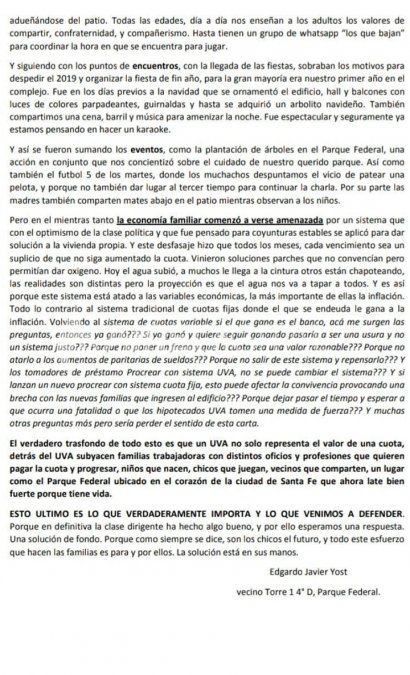 La conmovedora carta de un damnificado por los créditos UVA del Procrear Parque Federal