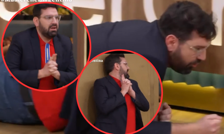 El espectáculo de caras de Damián Betular como agente secreto en MasterChef. El espectáculo de caras de Damián Betular como agente secreto en MasterChef.