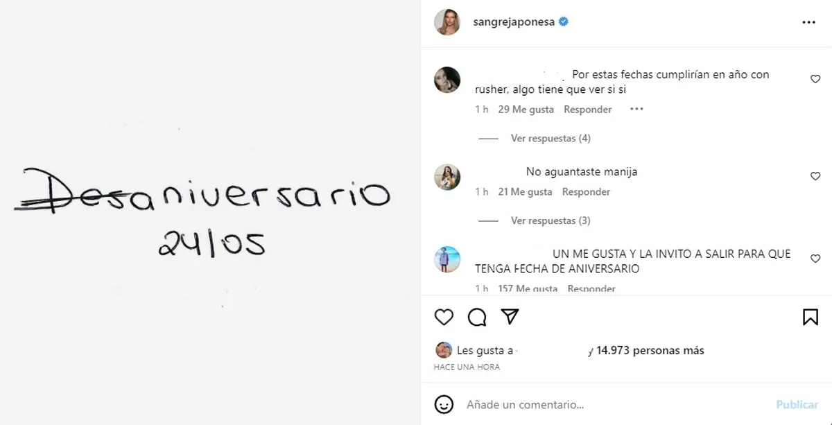 La China Suárez no pudo contener su furia y expresó su descontento a través de un mensaje contundente dirigido directamente a Rusherking.