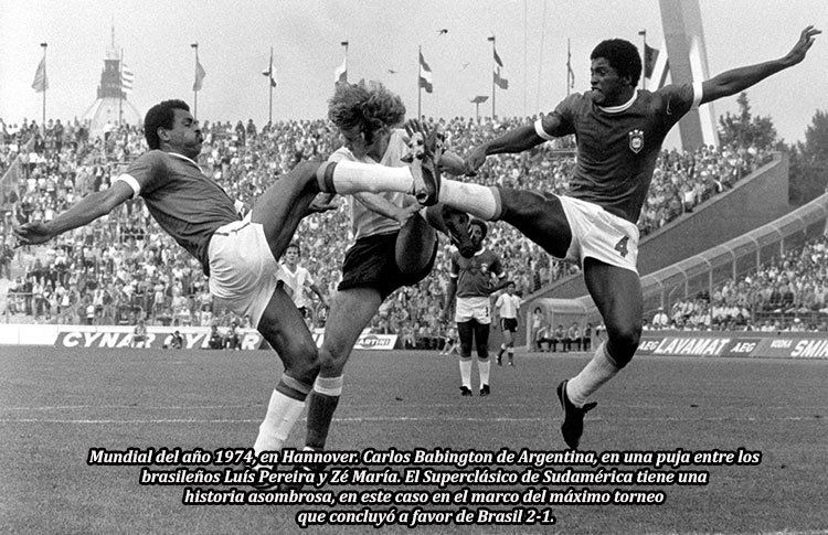 Partido entre Argentina y Brasil, disputado en el Mundial de 1974. Foto: CONMEBOL