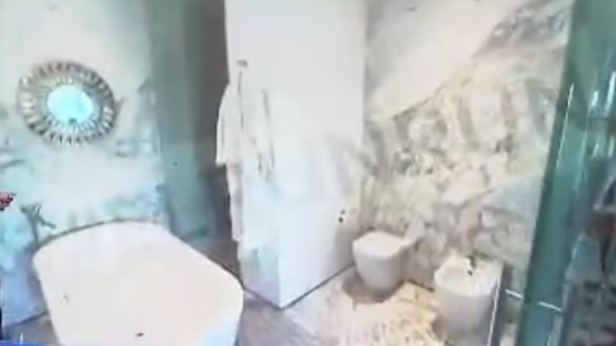El baño del departamento que la familia Caniggia tiene en el Hotel Faena. El baño del departamento que la familia Caniggia tiene en el Hotel Faena.