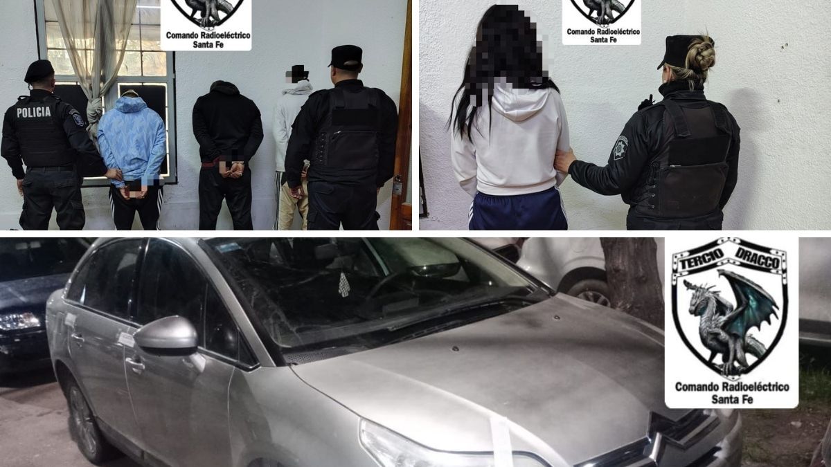 Tres hombres y una mujer detenidos tras una persecución en Santa Fe