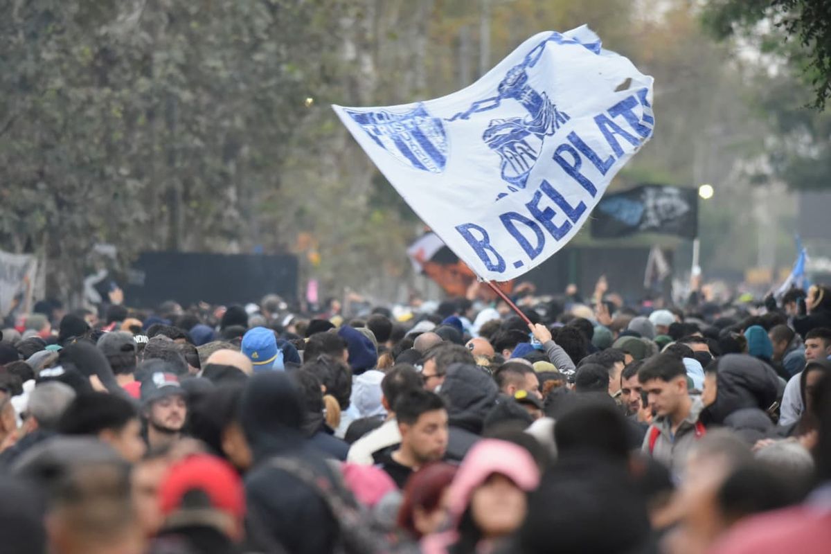 La icónica ilustración de Oktubre, multiplicada en miles de banderas ricoteras.