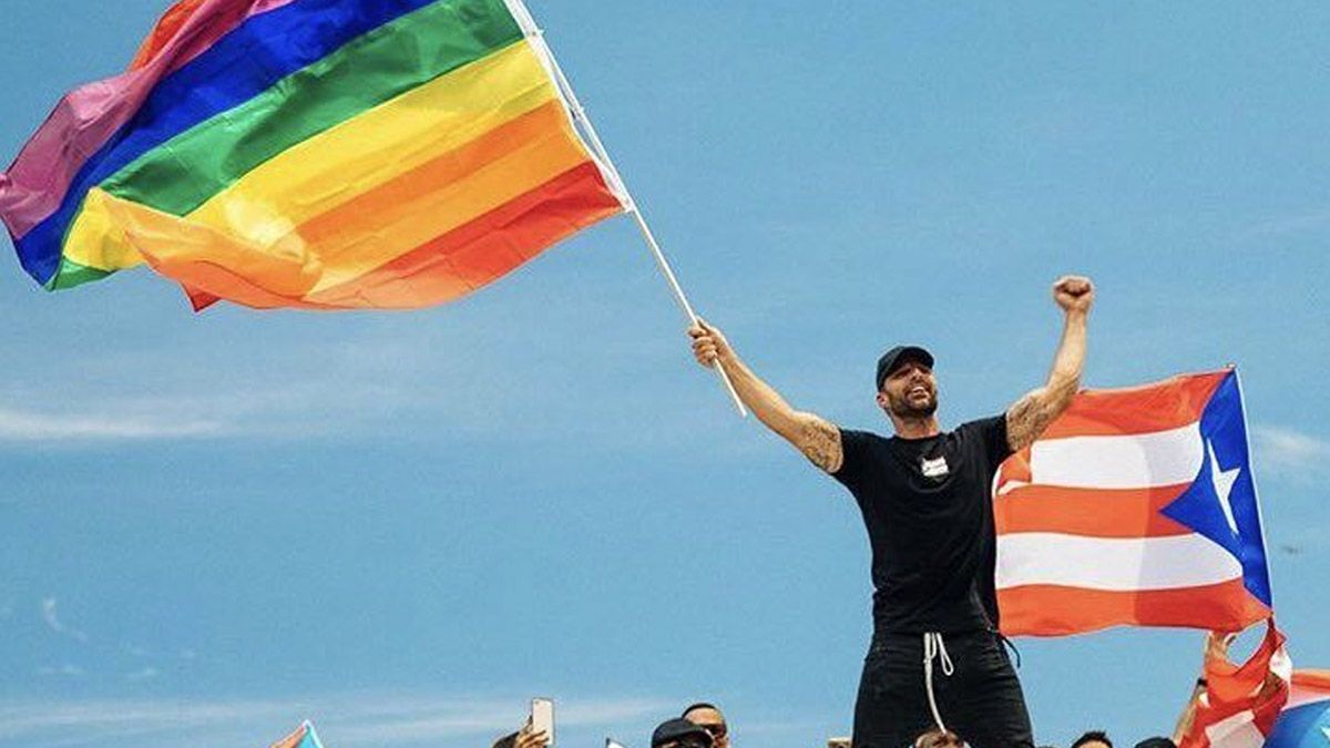 Ricky Martin en una marcha por Puerto Rico