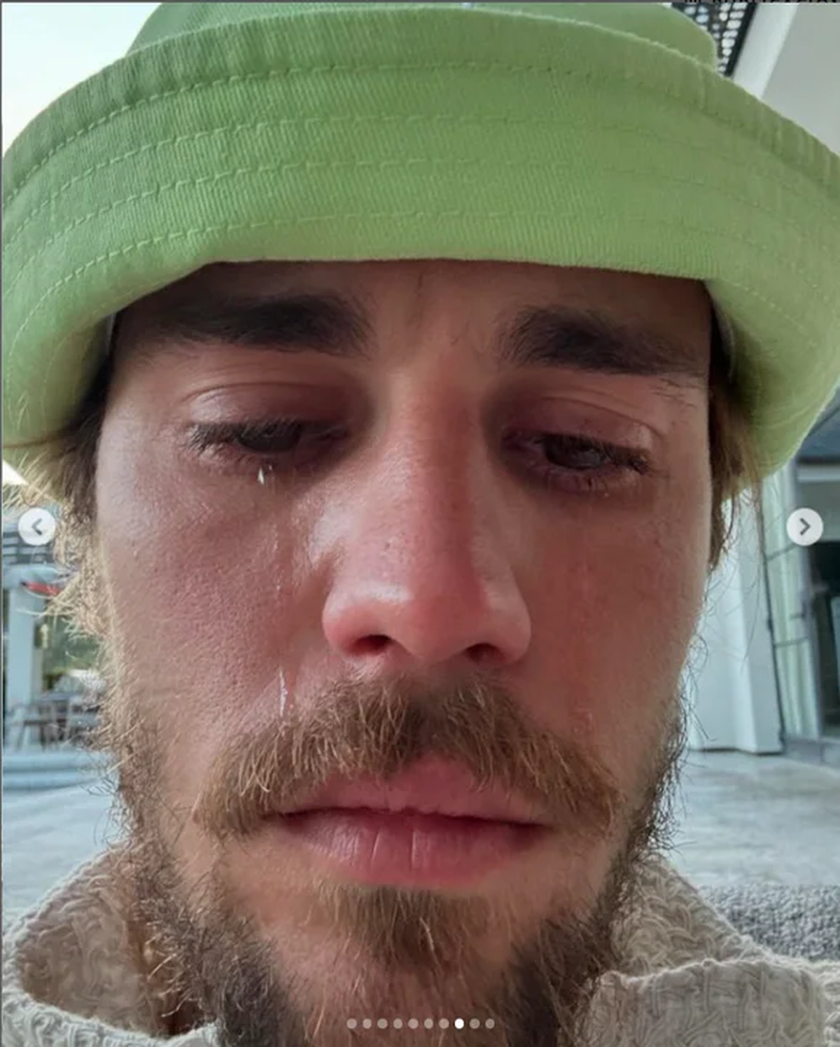 Justin Bieber llorando en redes sociales. Justin Bieber llorando en redes sociales. 