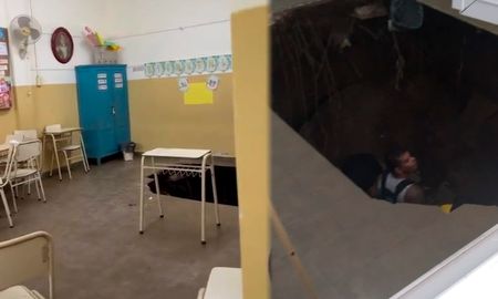 Tras un inicio accidentado, comenzaron las obras para reparar el socavón en la escuela Nº 379 Tras un inicio accidentado, comenzaron las obras para reparar el socavón en la escuela Nº 379