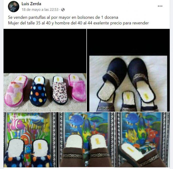 Luisito vende pantuflas en las redes.