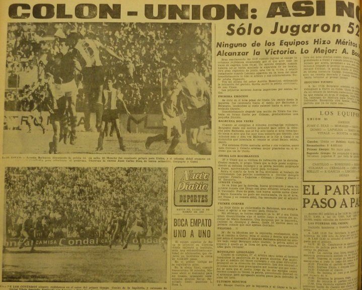 Clásico Santafesino entre Colón y Unión suspendido en el año 1969. Foto: Archivo Sabalero.