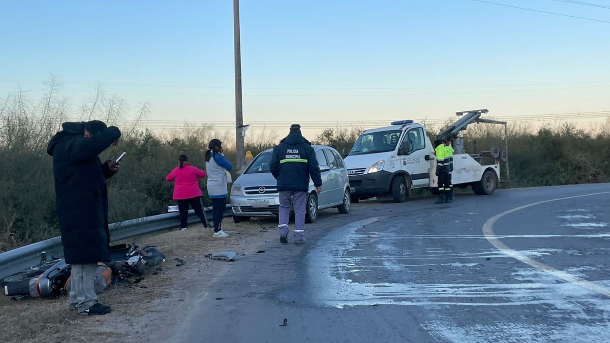 Un motociclista patinó en una curva del Acceso Norte de Santo Tomé