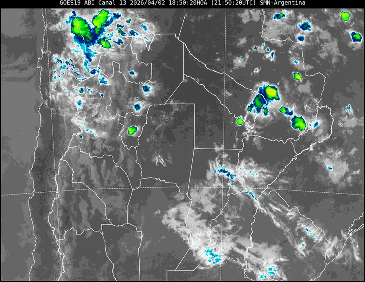 La imagen satelital muestra abundante nubosidad en la provincia de Santa Fe. La imagen satelital muestra abundante nubosidad en la provincia de Santa Fe.