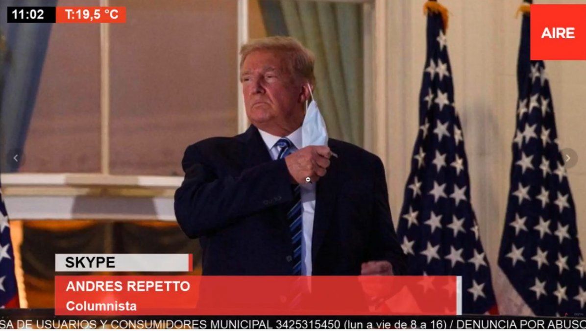 Trump en una de las fotos que le sacaron en su regreso a la Casa Blanca.