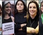 De izquierda a derecha: Agustina Donnet, Luc&iacute;a Campora, Ofelia Fern&aacute;ndez, Lucila De Ponti, Victoria Donda.