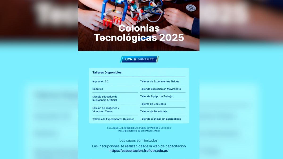 La UTN lanzó oficialmente las inscripciones para sus colonias de vacaciones tecnológicas 2025, una propuesta innovadora y gratuita. La UTN lanzó oficialmente las inscripciones para sus colonias de vacaciones tecnológicas 2025, una propuesta innovadora y gratuita.
