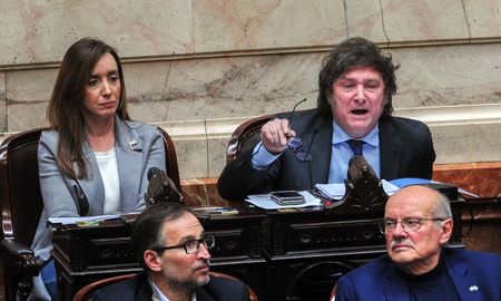 Javier Milei junto a Victoria Villarruel en el recinto. Javier Milei junto a Victoria Villarruel en el recinto.