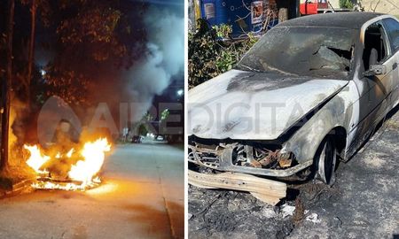 Barrio María Selva; prendieron fuego un auto abandonado Barrio María Selva; prendieron fuego un auto abandonado