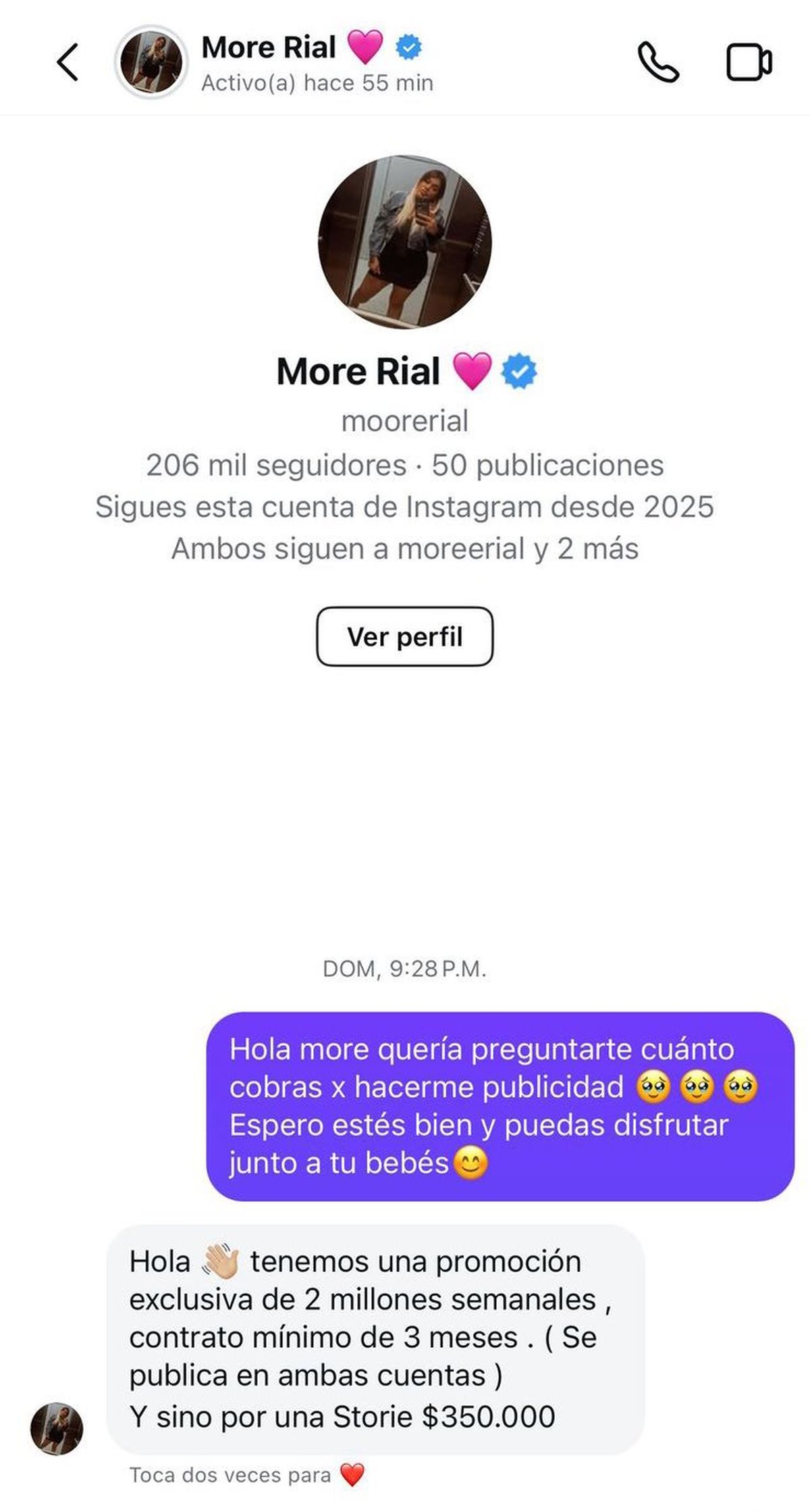 El chat de Morena Rial en Instagram. El chat de Morena Rial en Instagram.