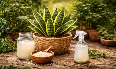 El agua de arroz puede estimular el crecimiento de la lengua de suegra. El agua de arroz puede estimular el crecimiento de la lengua de suegra.