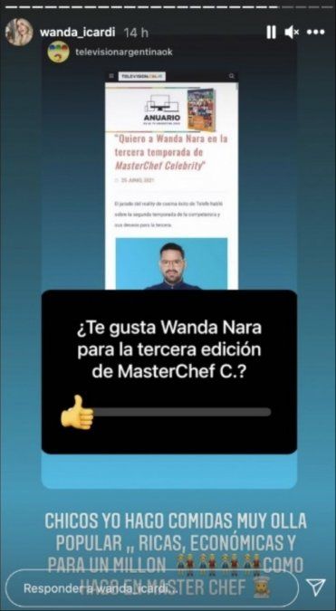 Wanda Nara habló sobre su participación en MasterChef Celebrity 3.