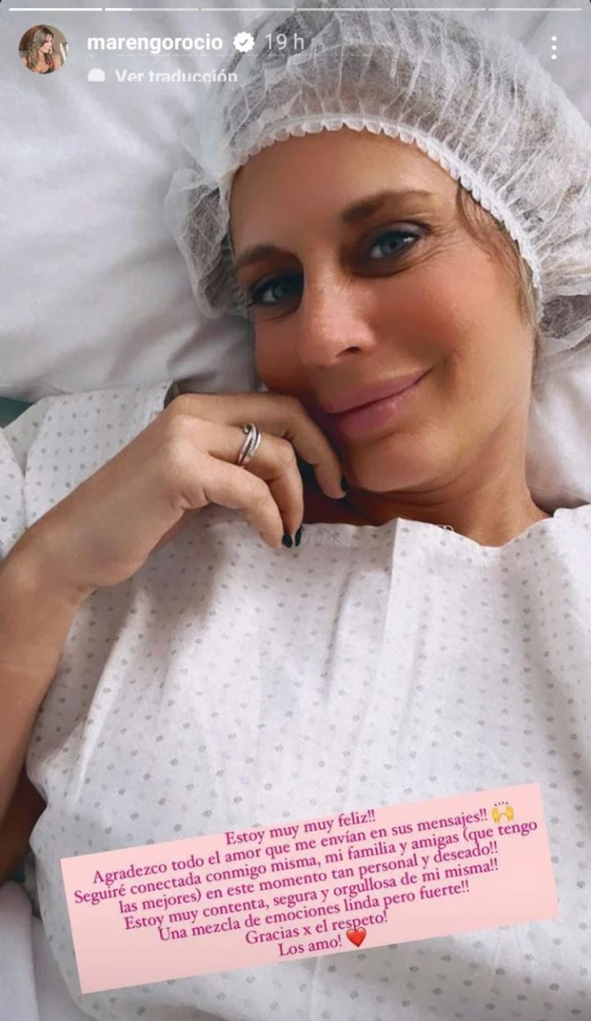 Las fotos de Rocío Marengo desde la clínica.