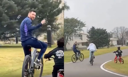Lionel Messi salió a pasear en bicicleta y algo llamó la atención de los fanáticos. Lionel Messi salió a pasear en bicicleta y algo llamó la atención de los fanáticos.