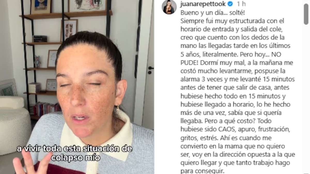 Juana Repetto contó que decidió bajar el ritmo y priorizar la calma antes que llegar a horario. Juana Repetto contó que decidió bajar el ritmo y priorizar la calma antes que llegar a horario.