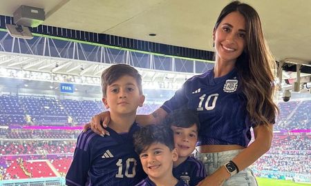 Antonela Roccuzzo junto a sus hijos. Imágen de archivo del Mundial de Qatar. Antonela Roccuzzo junto a sus hijos. Imágen de archivo del Mundial de Qatar.