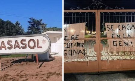 Aparecieron banderas en el predio de Casasol y apuntaron contra el presidente Aparecieron banderas en el predio de Casasol y apuntaron contra el presidente