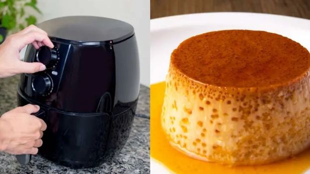 El flan en freidora de aire se cocina a baja temperatura y logra una textura cremosa y pareja.