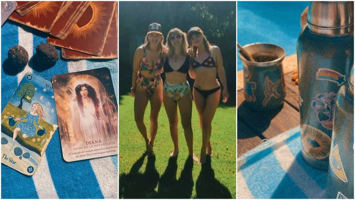 Celeste Cid y Marcela Kloosterboer pasaron la tarde con tarot, pileta y mate.