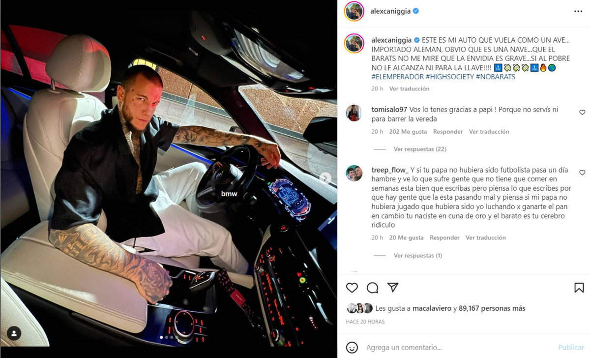 Alex Caniggia se compró un auto y lo destrozaron: