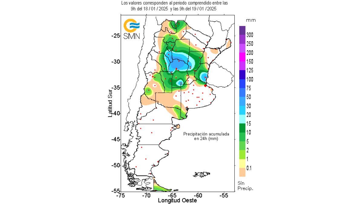 Distribución de las lluvias a nivel nacional.