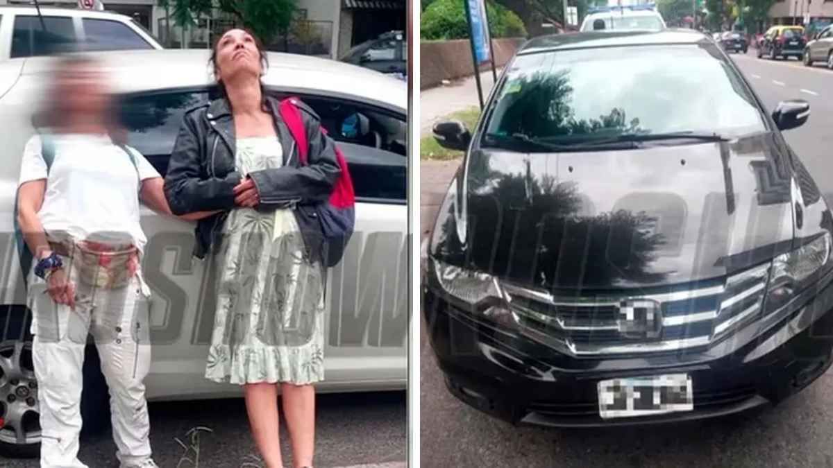 Ernestina Pais aguarda la llegada de los efectivos policiales apoyada sobre un veh&iacute;culo, tras impactar contra un auto estacionado en Recoleta.