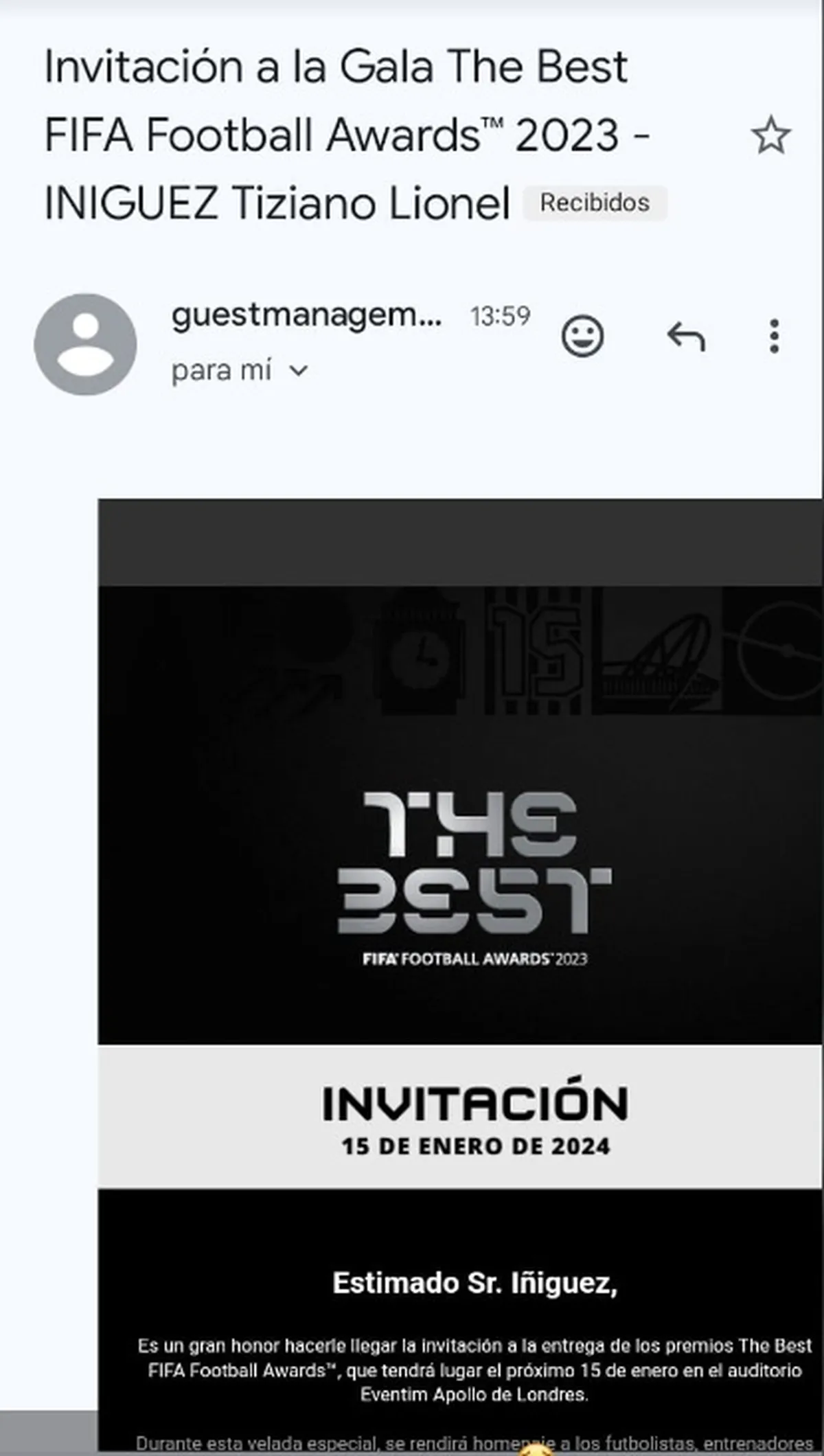 La invitación de FIFA A La invitación de FIFA A