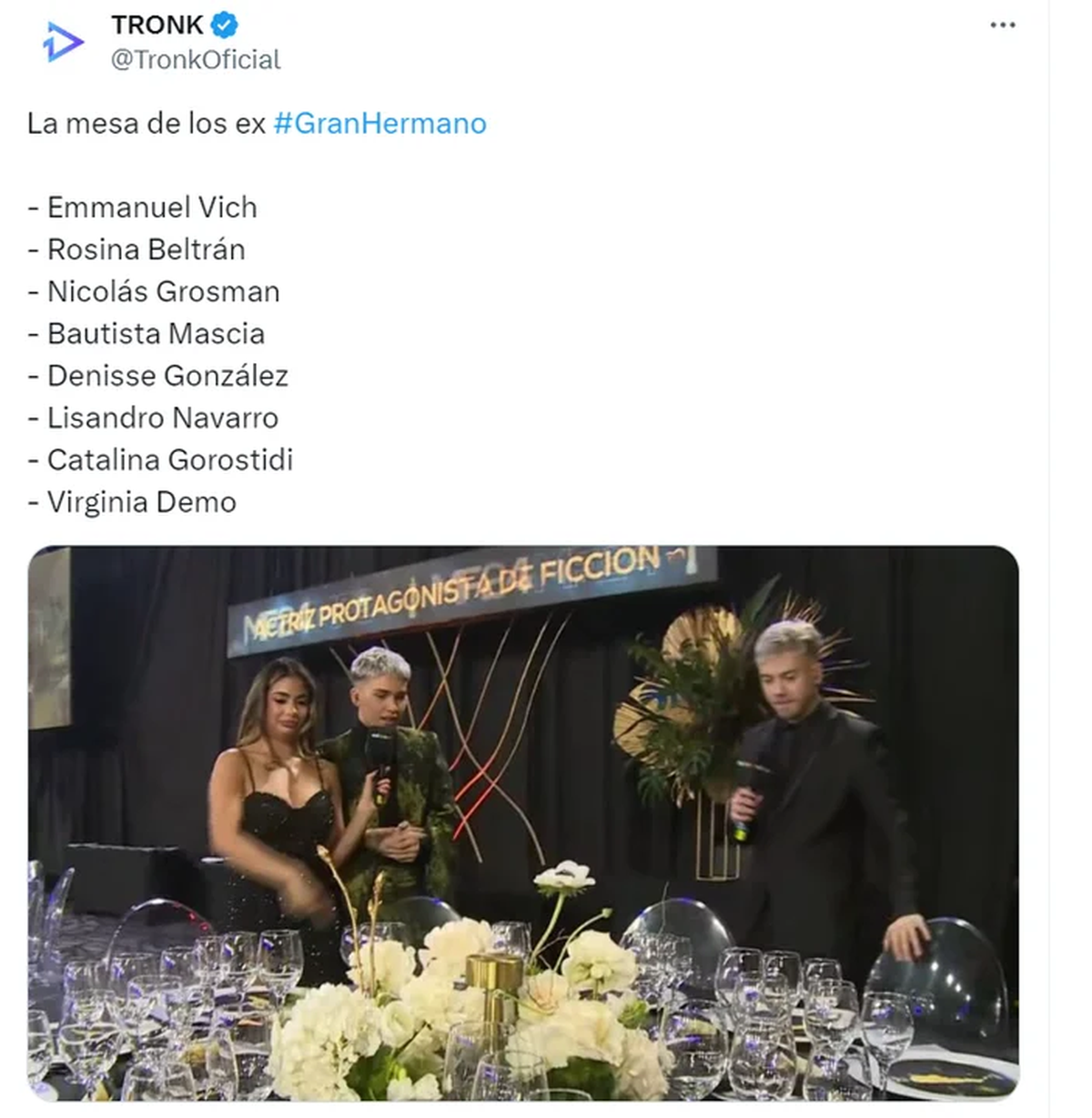 Los participantes de Gran Hermano invitados a la ceremonia de los premios Martín Fierro. Los participantes de Gran Hermano invitados a la ceremonia de los premios Martín Fierro.
