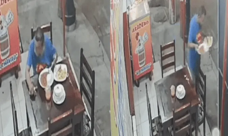 Se fue del restaurante sin pagar y se llevó hasta los platos. Se fue del restaurante sin pagar y se llevó hasta los platos.