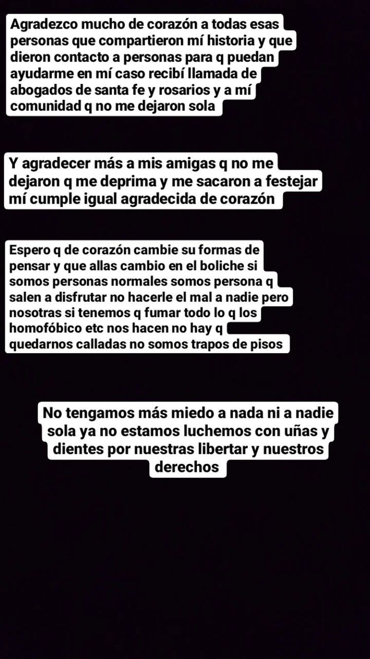 Captura de las historias de Instagram de Brunela Leguiza.