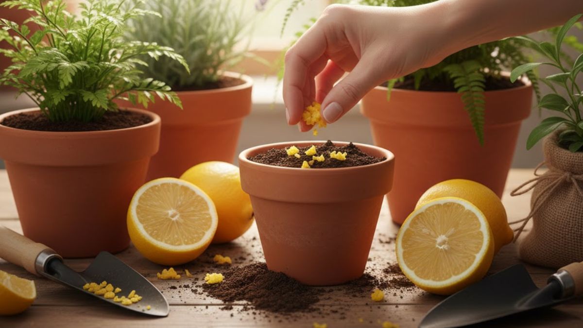 Cáscaras de limón en tus macetas.&nbsp;