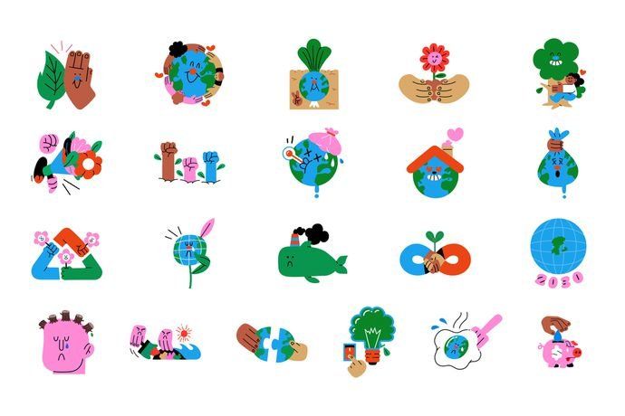 Algunos de los stickers.