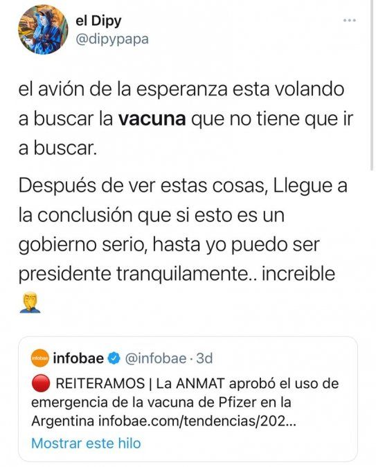 El Dipy contra el presidente. 