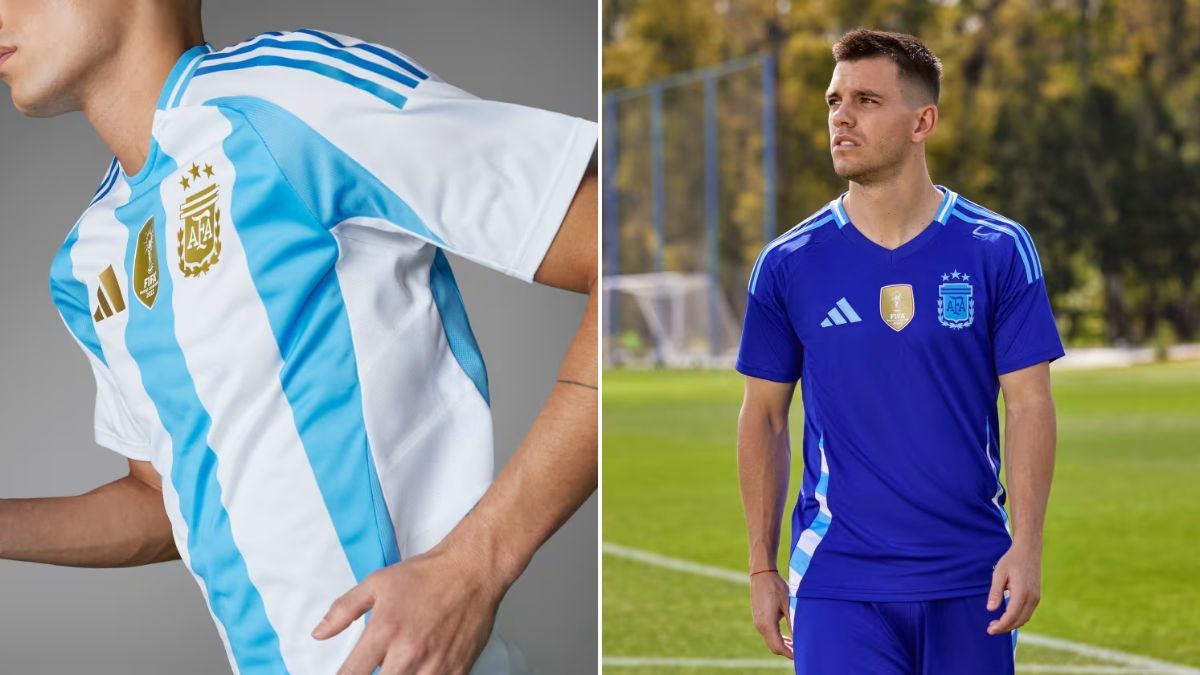 En la primera imagen se observa la camiseta versión jugador y en la segunda imagen a Giovanni Lo Celso, con la camiseta alternativa de la selección. En la primera imagen se observa la camiseta versión jugador y en la segunda imagen a Giovanni Lo Celso, con la camiseta alternativa de la selección.