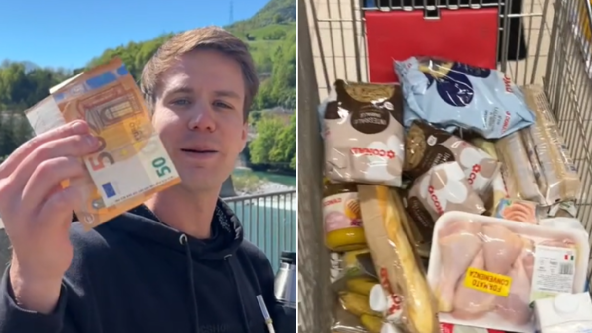Un argentino que vive en Italia mostró lo que puede comprar por 100 euros y se volvió viral